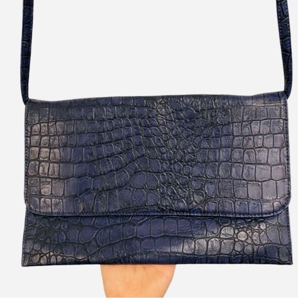 Brahmin Handbags - Leather Envelope Bag Croc Detail Leather Crossbody Laptop Bag By Orange Caramel